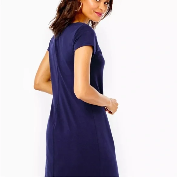 Lily Pulitzer Navy Blue Dress with White Trim; Size XS - Picture 9 of 9